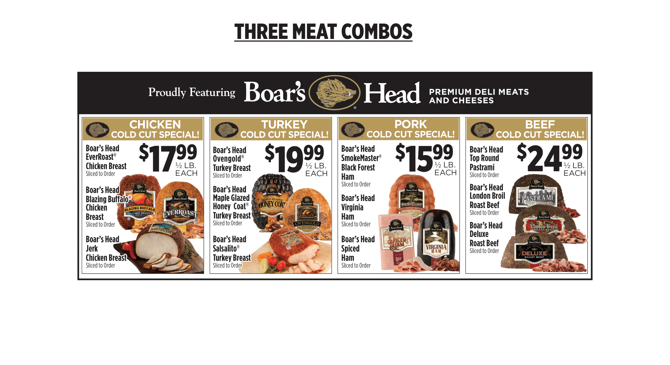Three meat combos